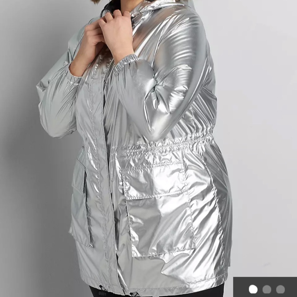 Lane Bryant Metallic Silver Puffer Jacket